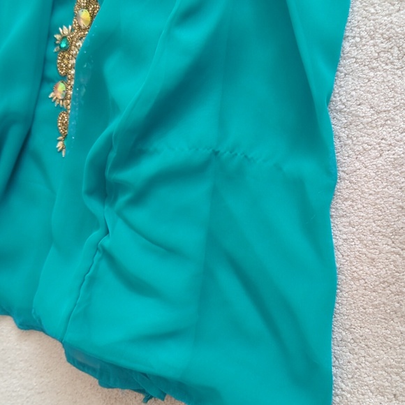 Arabian Party Dress Middle Eastern Blue Teal Turquoise Caftan Embellished beaded - Picture 12 of 12